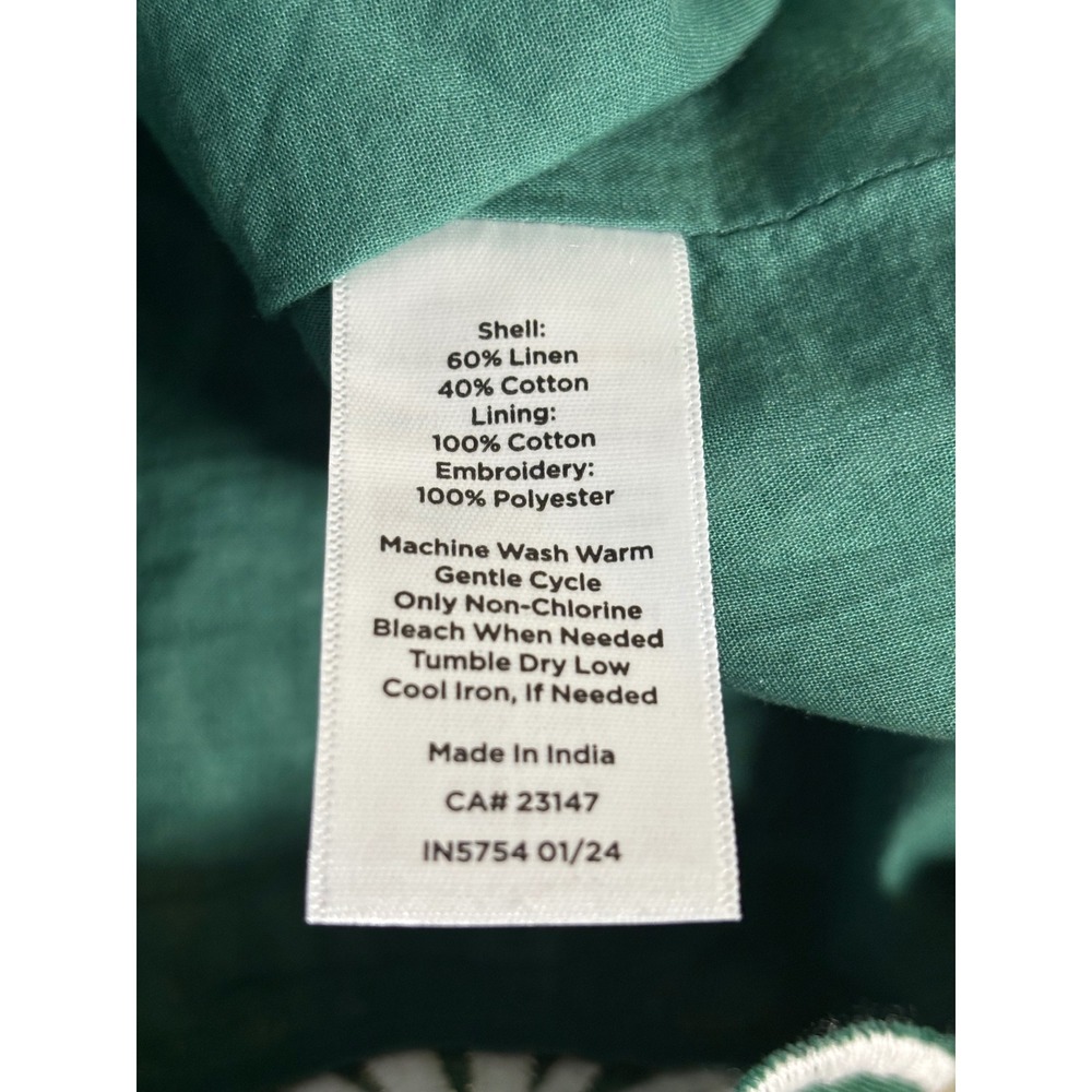 Talbots Green Linen Blend Embroidered Scallop Hem Mini Skirt Size 4 Fan Detail - Picture 7 of 7